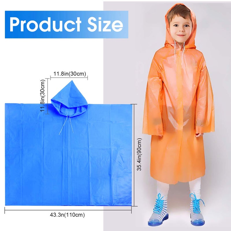 FISHOAKY Ponchos for Kids, Disposable Rain Ponchos Multi-Colored Raincoat for Camping Hiking Traveling Backpacking for Boys Girls, 4 Pack - Image 2